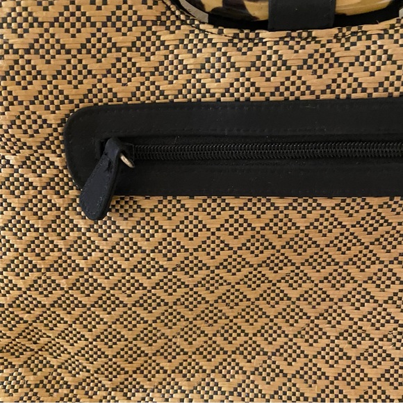 Vintage Marlo basketweave leopard handle satchel bag - Picture 5 of 7